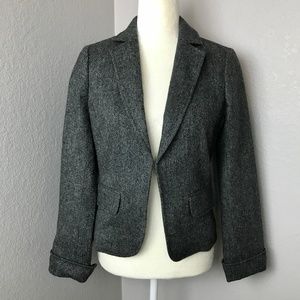 J. Crew Gray Herringbone Wool Blazer